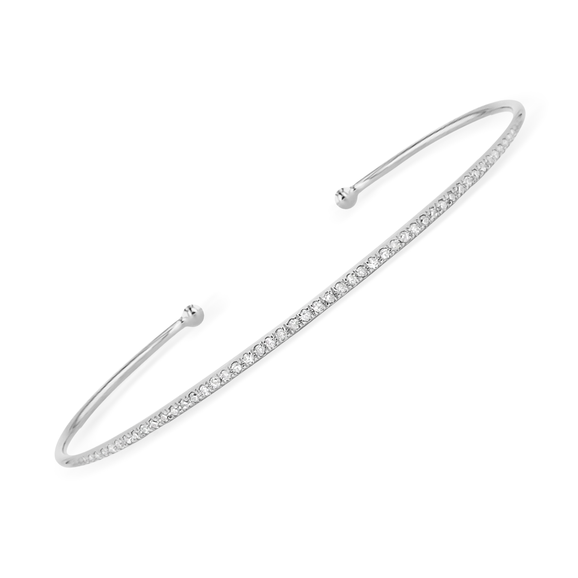 Narrow 10 Diamond Bangle Bracelet 14k white gold